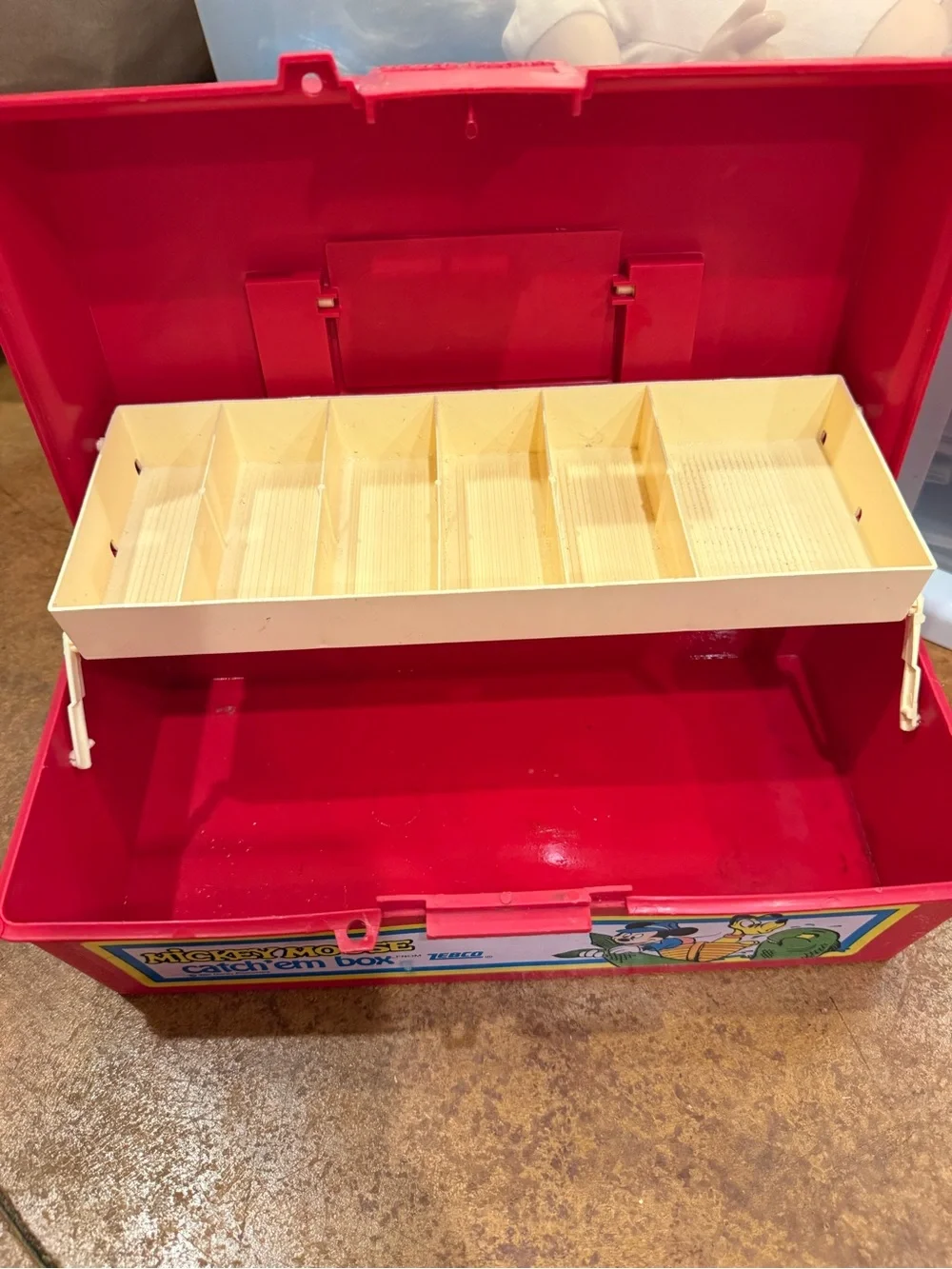 Mickey Mouse Catch'em Box by Zebco Children's Fishing Tackle Box Red